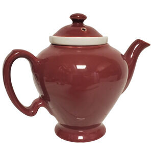 Vintage McCormick Tea Baltimore MD Burgundy Teapot With Infuser Hall Pottery